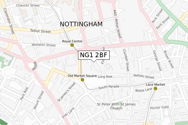 NG1 2BF map - large scale - OS Open Zoomstack (Ordnance Survey)