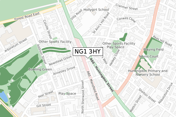 NG1 3HY map - large scale - OS Open Zoomstack (Ordnance Survey) NG1 3HY map - large scale - OS Open Zoomstack (Ordnance Survey)