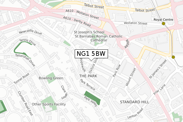 NG1 5BW map - large scale - OS Open Zoomstack (Ordnance Survey) NG1 5BW map - large scale - OS Open Zoomstack (Ordnance Survey)