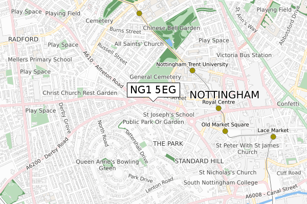 NG1 5EG map - small scale - OS Open Zoomstack (Ordnance Survey) NG1 5EG map - small scale - OS Open Zoomstack (Ordnance Survey)