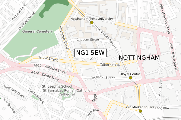 NG1 5EW map - large scale - OS Open Zoomstack (Ordnance Survey) NG1 5EW map - large scale - OS Open Zoomstack (Ordnance Survey)