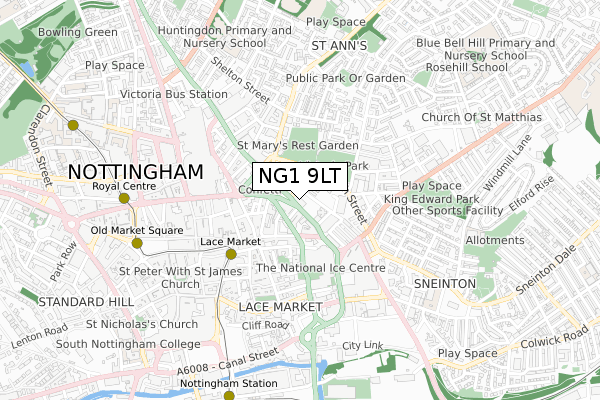 NG1 9LT map - small scale - OS Open Zoomstack (Ordnance Survey)
