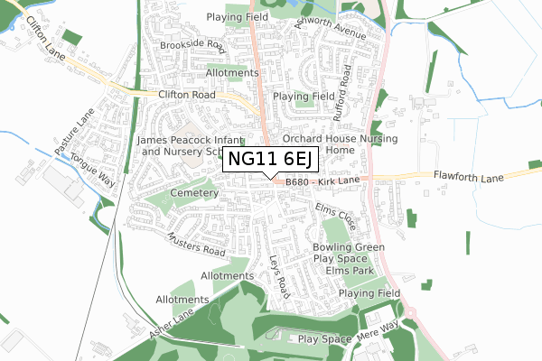 NG11 6EJ map - small scale - OS Open Zoomstack (Ordnance Survey)