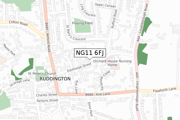 NG11 6FJ map - large scale - OS Open Zoomstack (Ordnance Survey)