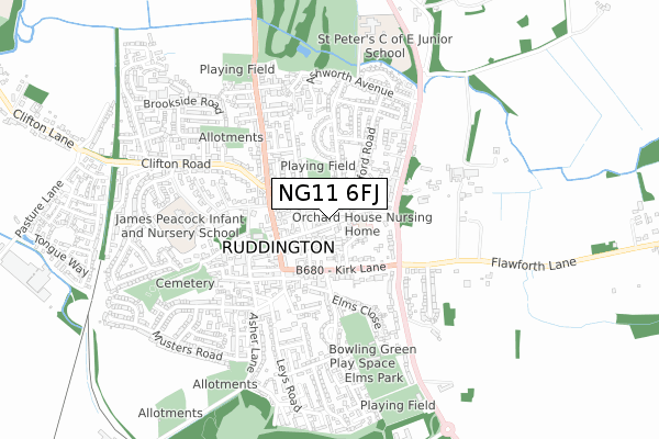 NG11 6FJ map - small scale - OS Open Zoomstack (Ordnance Survey)