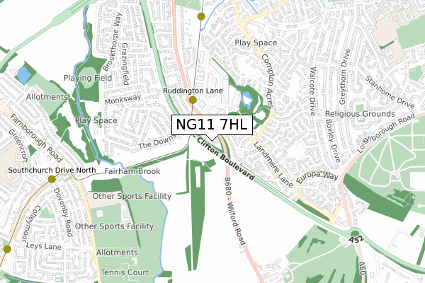 NG11 7HL map - small scale - OS Open Zoomstack (Ordnance Survey) NG11 7HL map - small scale - OS Open Zoomstack (Ordnance Survey)