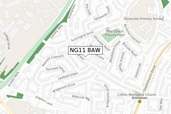 NG11 8AW map - large scale - OS Open Zoomstack (Ordnance Survey)