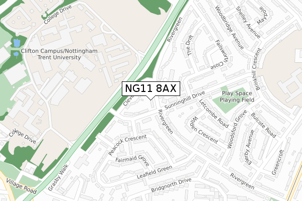 NG11 8AX map - large scale - OS Open Zoomstack (Ordnance Survey)