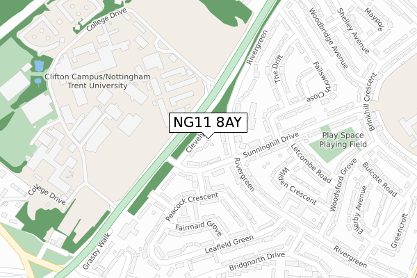 NG11 8AY map - large scale - OS Open Zoomstack (Ordnance Survey)