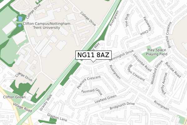NG11 8AZ map - large scale - OS Open Zoomstack (Ordnance Survey)