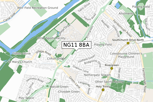 NG11 8BA map - small scale - OS Open Zoomstack (Ordnance Survey)