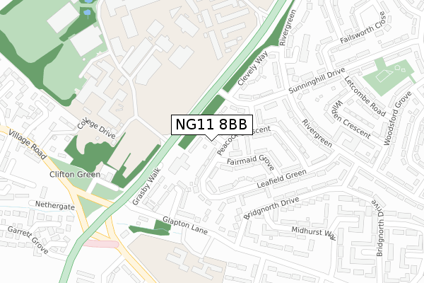 NG11 8BB map - large scale - OS Open Zoomstack (Ordnance Survey)