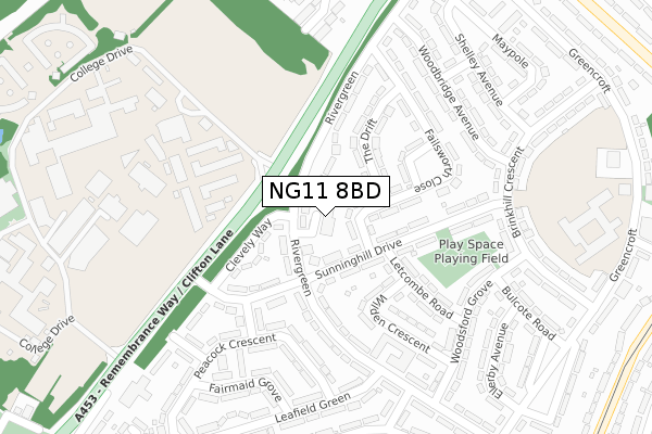 NG11 8BD map - large scale - OS Open Zoomstack (Ordnance Survey)