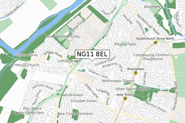 NG11 8EL map - small scale - OS Open Zoomstack (Ordnance Survey)