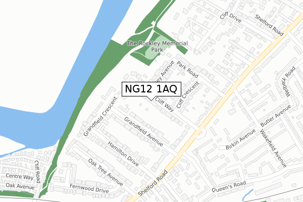 NG12 1AQ map - large scale - OS Open Zoomstack (Ordnance Survey)