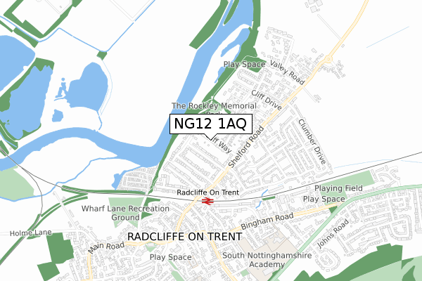 NG12 1AQ map - small scale - OS Open Zoomstack (Ordnance Survey)