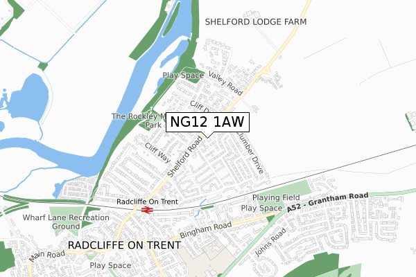 NG12 1AW map - small scale - OS Open Zoomstack (Ordnance Survey)