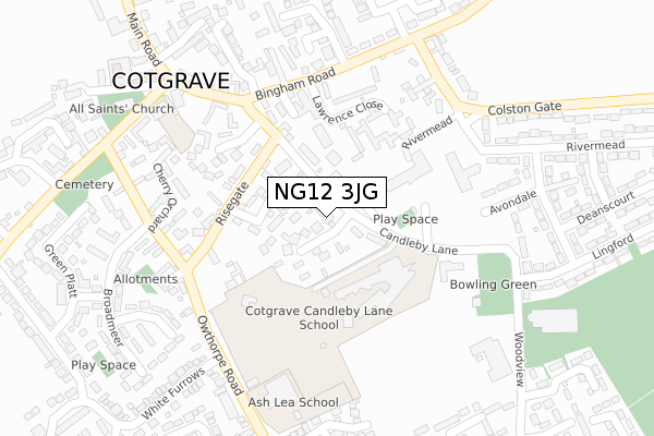 NG12 3JG map - large scale - OS Open Zoomstack (Ordnance Survey)