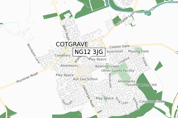 NG12 3JG map - small scale - OS Open Zoomstack (Ordnance Survey)