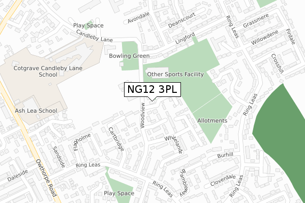 NG12 3PL map - large scale - OS Open Zoomstack (Ordnance Survey)