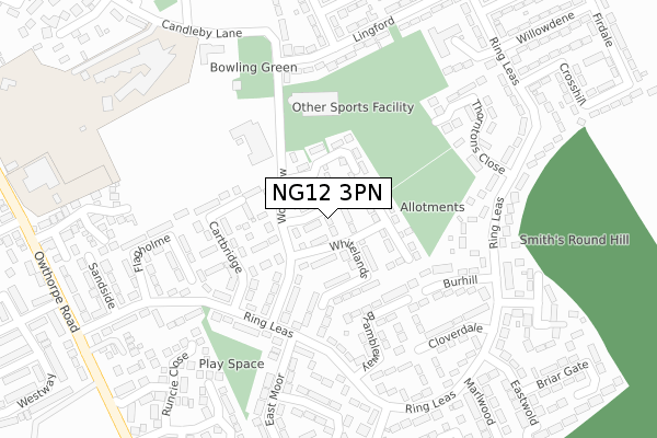 NG12 3PN map - large scale - OS Open Zoomstack (Ordnance Survey)