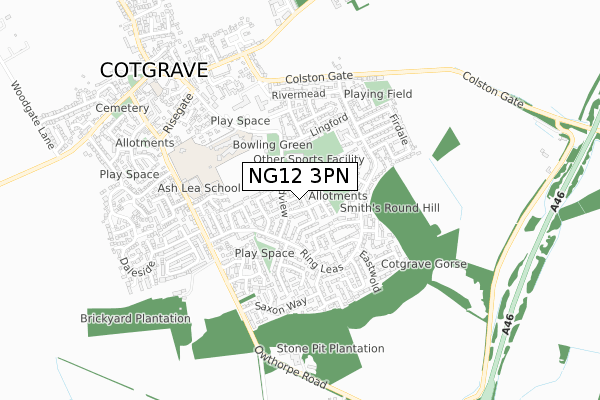 NG12 3PN map - small scale - OS Open Zoomstack (Ordnance Survey)