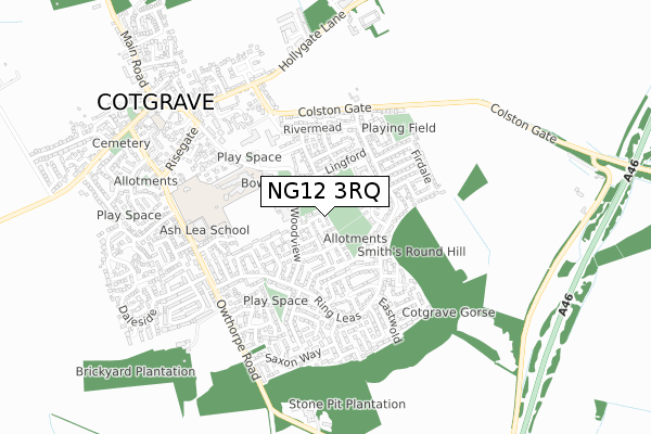 NG12 3RQ map - small scale - OS Open Zoomstack (Ordnance Survey)