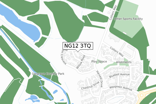 NG12 3TQ map - large scale - OS Open Zoomstack (Ordnance Survey)