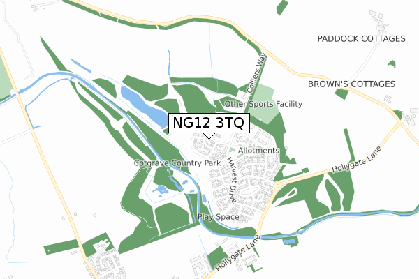 NG12 3TQ map - small scale - OS Open Zoomstack (Ordnance Survey)