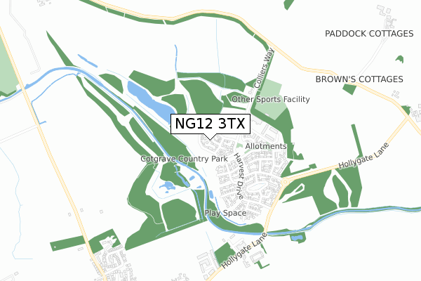 NG12 3TX map - small scale - OS Open Zoomstack (Ordnance Survey) NG12 3TX map - small scale - OS Open Zoomstack (Ordnance Survey)