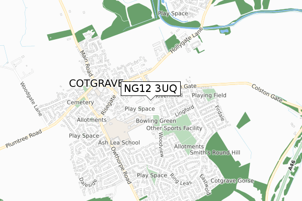 NG12 3UQ map - small scale - OS Open Zoomstack (Ordnance Survey) NG12 3UQ map - small scale - OS Open Zoomstack (Ordnance Survey)