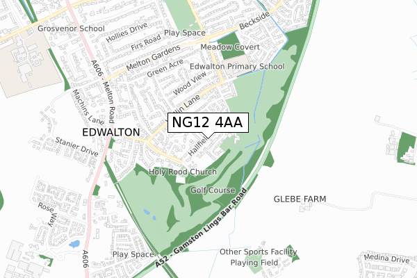 NG12 4AA map - small scale - OS Open Zoomstack (Ordnance Survey)