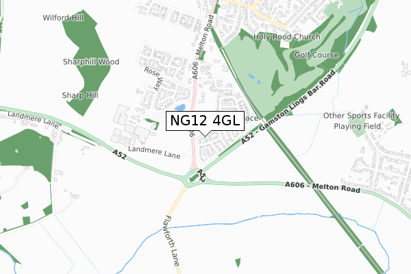 NG12 4GL map - small scale - OS Open Zoomstack (Ordnance Survey)