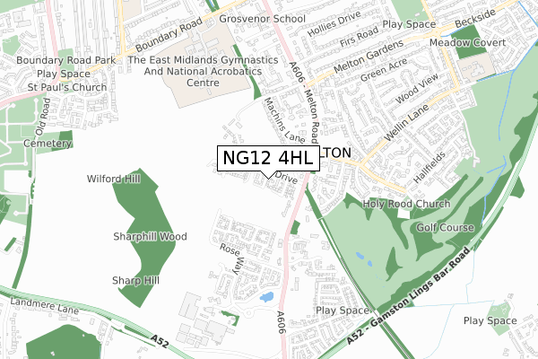NG12 4HL map - small scale - OS Open Zoomstack (Ordnance Survey)
