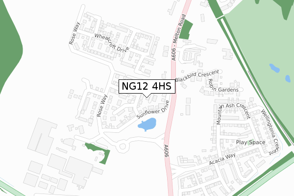 NG12 4HS map - large scale - OS Open Zoomstack (Ordnance Survey)