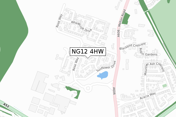 NG12 4HW map - large scale - OS Open Zoomstack (Ordnance Survey)