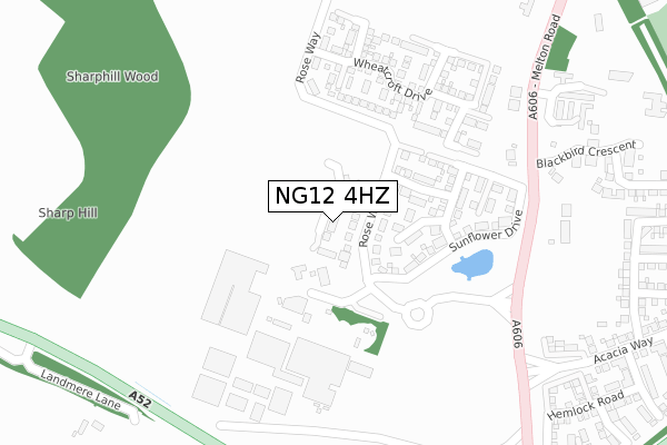 NG12 4HZ map - large scale - OS Open Zoomstack (Ordnance Survey)