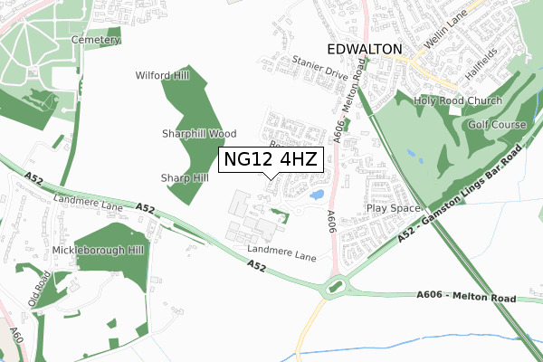 NG12 4HZ map - small scale - OS Open Zoomstack (Ordnance Survey)