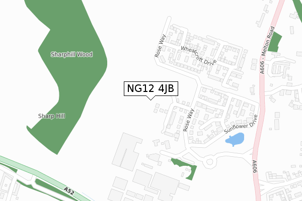 NG12 4JB map - large scale - OS Open Zoomstack (Ordnance Survey)