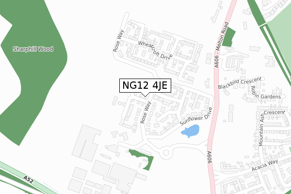 NG12 4JE map - large scale - OS Open Zoomstack (Ordnance Survey)