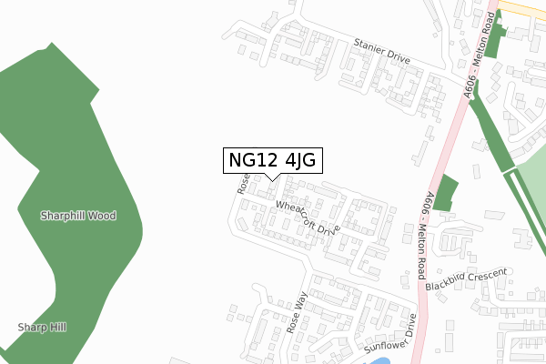 NG12 4JG map - large scale - OS Open Zoomstack (Ordnance Survey)