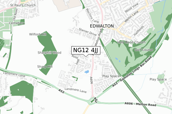NG12 4JJ map - small scale - OS Open Zoomstack (Ordnance Survey)