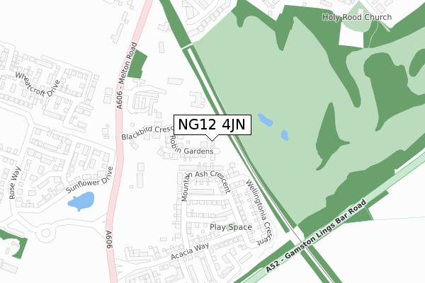 NG12 4JN map - large scale - OS Open Zoomstack (Ordnance Survey)