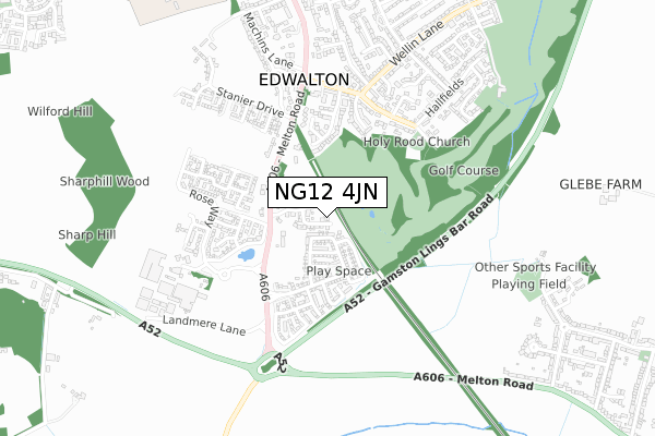 NG12 4JN map - small scale - OS Open Zoomstack (Ordnance Survey)
