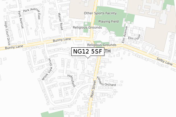 NG12 5SF map - large scale - OS Open Zoomstack (Ordnance Survey) NG12 5SF map - large scale - OS Open Zoomstack (Ordnance Survey)