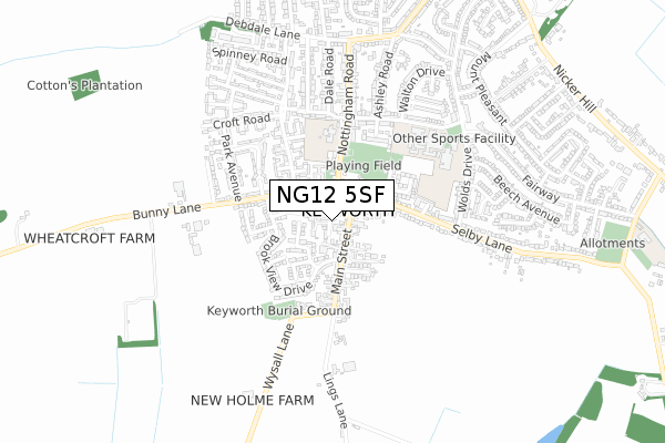 NG12 5SF map - small scale - OS Open Zoomstack (Ordnance Survey) NG12 5SF map - small scale - OS Open Zoomstack (Ordnance Survey)