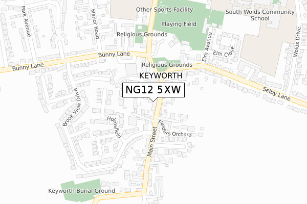 NG12 5XW map - large scale - OS Open Zoomstack (Ordnance Survey) NG12 5XW map - large scale - OS Open Zoomstack (Ordnance Survey)