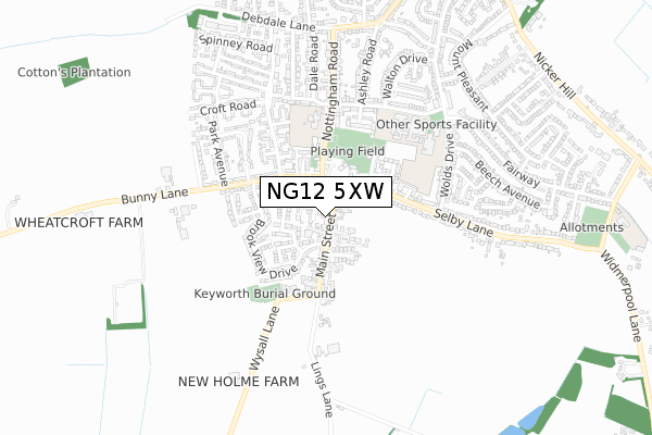 NG12 5XW map - small scale - OS Open Zoomstack (Ordnance Survey) NG12 5XW map - small scale - OS Open Zoomstack (Ordnance Survey)