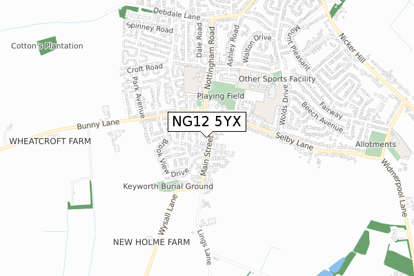 NG12 5YX map - small scale - OS Open Zoomstack (Ordnance Survey) NG12 5YX map - small scale - OS Open Zoomstack (Ordnance Survey)