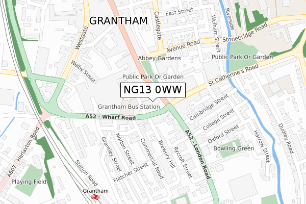 NG13 0WW map - large scale - OS Open Zoomstack (Ordnance Survey)